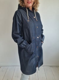 Rainfest Amsterdam denim regenjas. Maat L. Blauw.