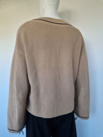 RIANI gebreide katoenen trui. Maat 36. Camel/beige
