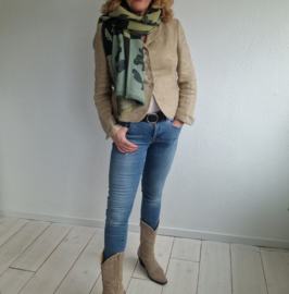 SEY Studio blazer. Maat 40, Beige/visgraat/linnen.