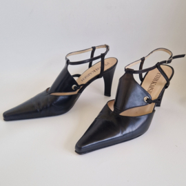 Peter Kaiser zwarte leren slingback pumps met spitse neus. Maat 7.5.