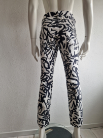 Cambio jeans Lemon. Maat 40, Wit/zwart/print.