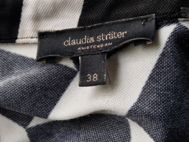 Claudia Sträter midi jurk. Maat 38, Zwart/wit/print.