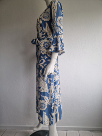 Juffrouw Jansen maxi dress. Maat M. Crème/blauw.