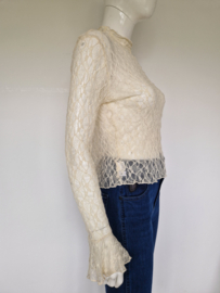 Jusdepom kanten top met flare mouwen. Maat M/L. Crème