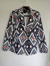 Attentif double breasted blazer. Maat 40. Blauw/crème.