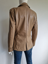 Via Fillungo double breasted blazer. Maat 42, Karamel/imitatieleer.