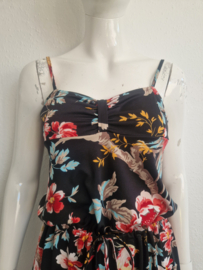 King Louie jumpsuit. Maat M. Zwart/bloemenprint.