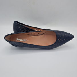 Pollini pumps. Maat 41, Donkerblauw/opengewerkt leer.