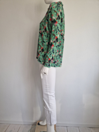 POM Amsterdam by Katja blouse. Maat 38, Mintgroen/print.