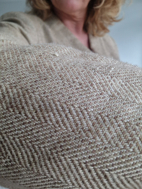 SEY Studio blazer. Maat 40, Beige/visgraat/linnen.