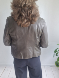 On Stage leren jas. Maat 38, Olijfgroen