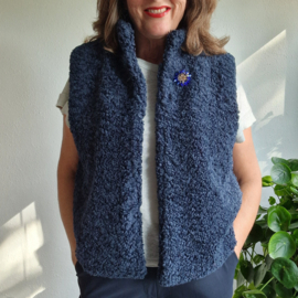 POM Amsterdam Teddy Love gilet | Maat 40/42 | Navy |