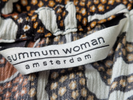 Summum Woman top. Maat 34. Bruin/oranje/print.