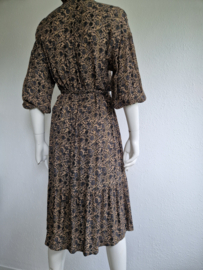 Moscow midi jurk. Maat M. Camel/blauw.