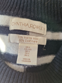 Cynthia Rowley trui. Maat L.Zwart/crème. Merino wol.