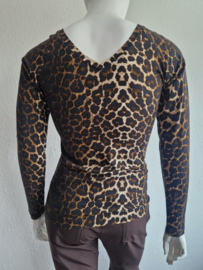 Juffrouw Jansen top. Maat XL. Bruin/dierenprint.