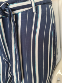 Expresso cropped pantalon. Mt. 38, Blauw/wit gestreept.