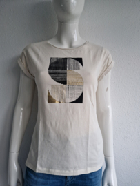 Summum shirt met print. Maat S. Crème/goud.