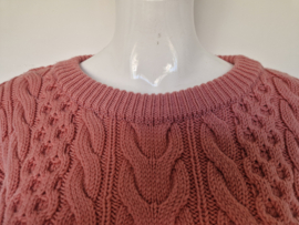 Joline Jolink kabeltrui Soso | Maat S | Roze | Merino wol |