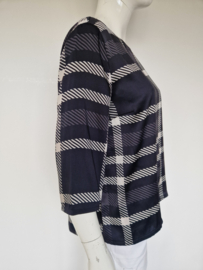 Monari top. Maat 40, Zwart/wit/ruitprint.