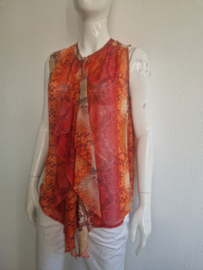 Sao Paulo mouwloze blouse. Maat 36, Oranje/roze/print.
