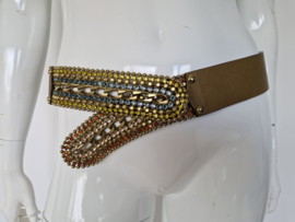 Olijfkleurige leren  heupriem van Nanni.