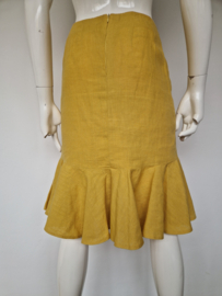 Pauw rok. Maat 3, Mosterdgeel/linnen.