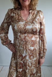 Mos Mosh Valley Poppy dress. Maat M. Crème/bruin.