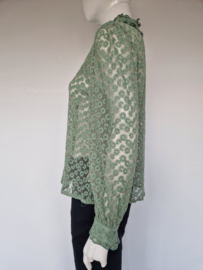 Frnch blouse. Maat M. Mintgroen/borduursels.