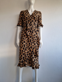 Summum Woman wikkeljurk. Maat L. Bruin/zwart/dierenprint