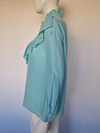 Boutique Moschino ruffle blouse. Maat 36, Aqua.