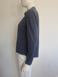 Marc O'Polo blouse. Maat 42, Donkerblauw/stippenprint.