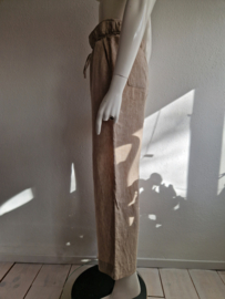 MAC Chiara Belt linnen broek (maat 38/32), Beige.