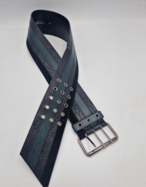 Just Cavalli tailleriem. 85 cm. Zwart/groen/leer.