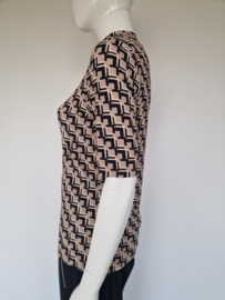 Marc Aurel top met opstaand kraagje. Maat 40. Print.