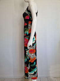 King Louie maxi dress. Maat M. Zwart/bloemenprint.