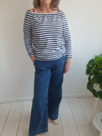 Studio Anneloes off shoulder top. Maat XXL. Navy/wit gestreept.