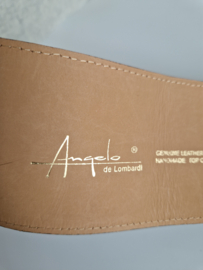 Angelo de Lombardi tailleceintuur. 85 cm. Zwart/lakleer