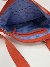 Fred de la Bretoniere crossbody tas. Rood/suède.