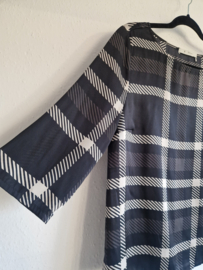 Monari top. Maat 40, Zwart/wit/ruitprint.