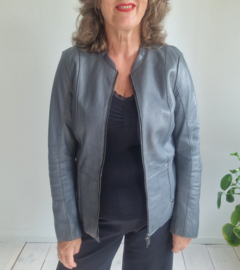 Milestone leren jas. Maat 40, Grijs/lamsnappa
