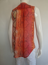 Sao Paulo mouwloze blouse. Maat 36, Oranje/roze/print.