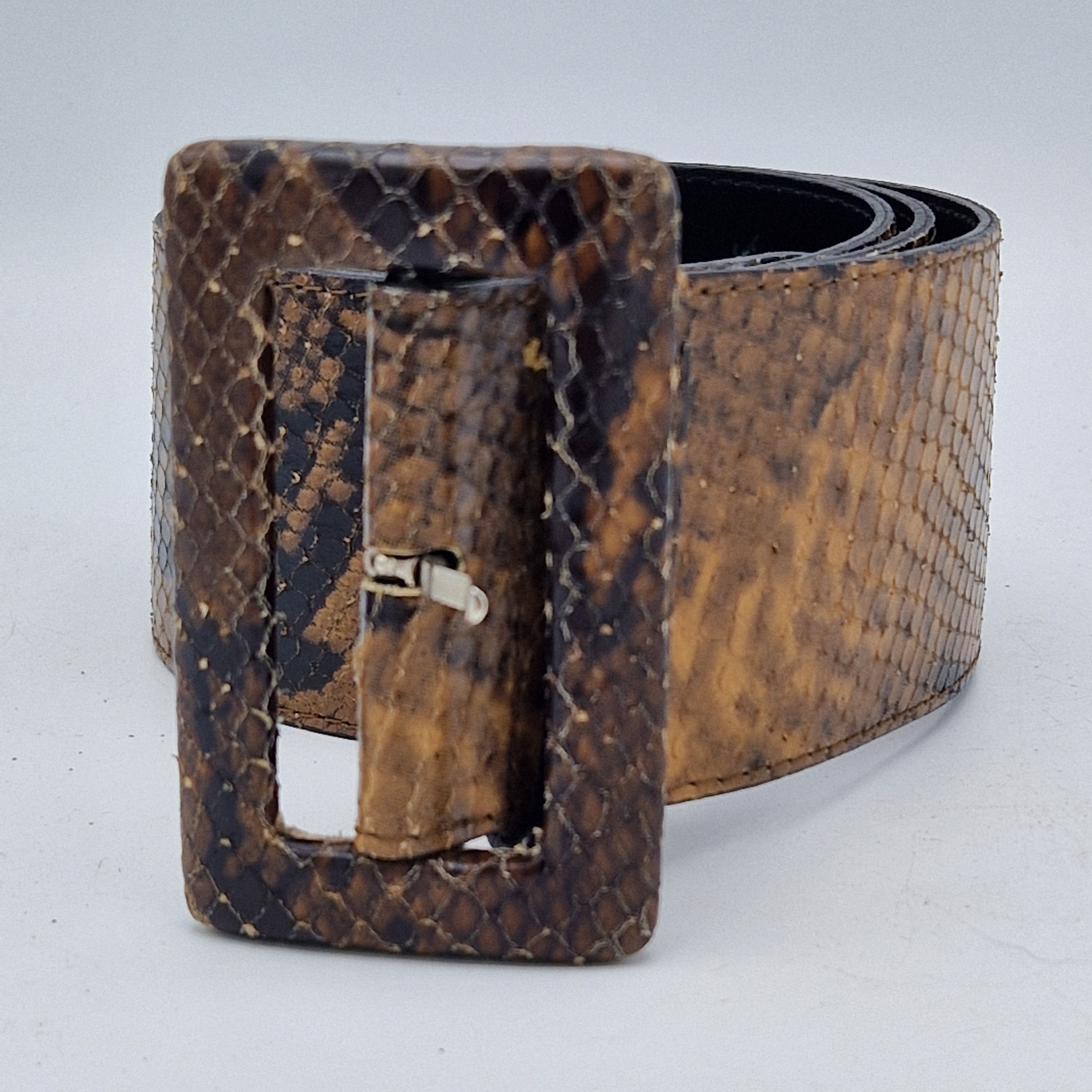 Abro tailleriem. 85 cm. Bruin/snakeprint.