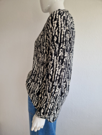 Yest tuniek/blouse Ann. Maat 44, Crème/zwart.