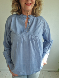 Co'Couture Pintuck shirt. Maat L. Blauw.