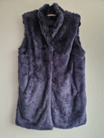 Nikkie bodywarmer. Maat 40, Inktblauw/faux fur