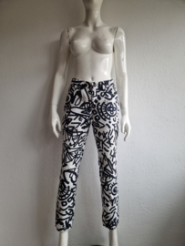 Cambio jeans Lemon. Maat 40, Wit/zwart/print.