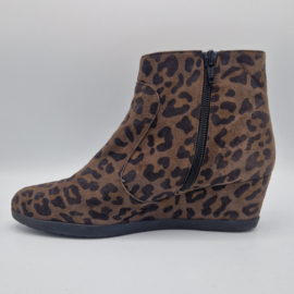 Enkellaarsjes met sleehak. Maat 40, Bruin/print.