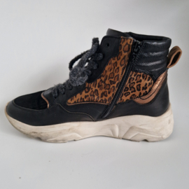 Xsensible Stretchwalker sneakers maat 38 | Zwart met luipaardprint |