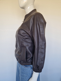 Dyanne leren jasje met driekwart mouwen. Maat 38, Bruin